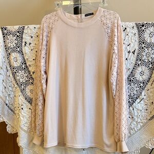 Miholl Lace Sleeve Blush Top Size XXL